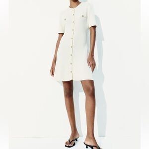 H&M White Button-Up Dress